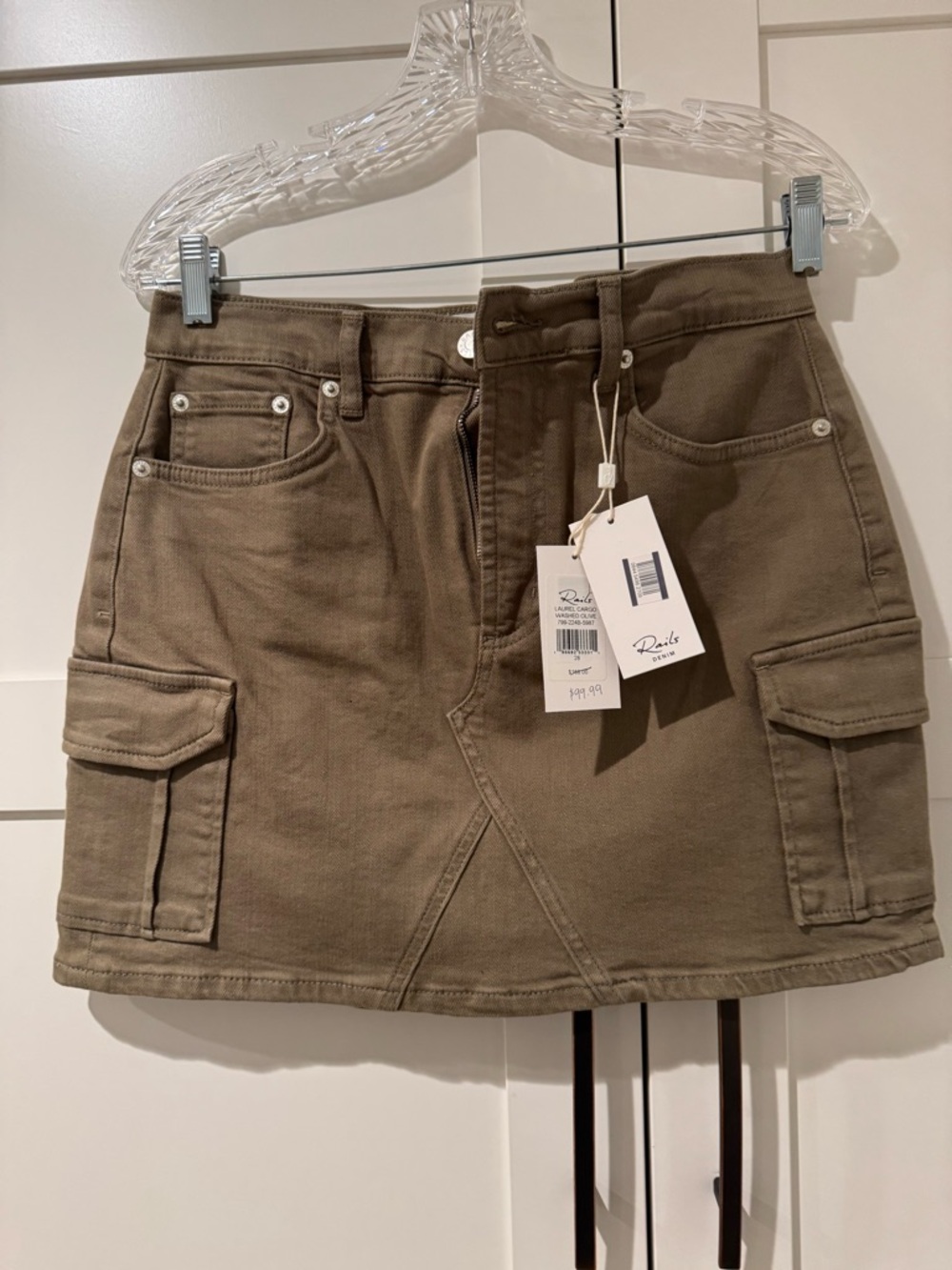 Rails- Cargo Mini Skirt in Olive Green, sz 28.